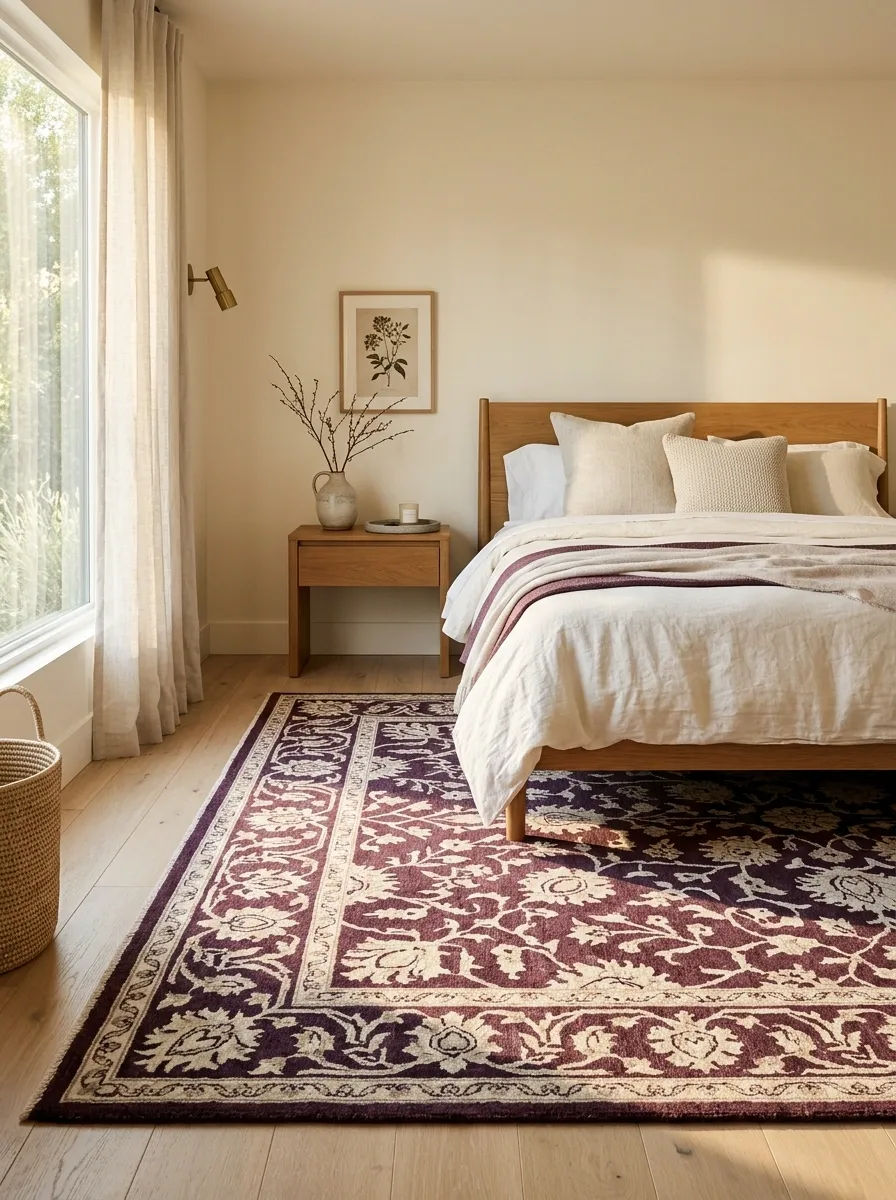 Create a Plum Bedroom Around One Statement Rug