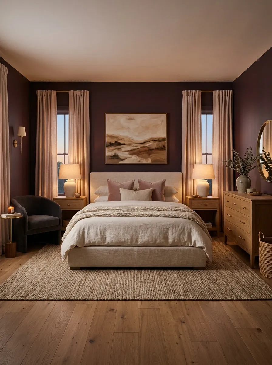 Create a Romantic Plum Bedroom With Soft Lighting