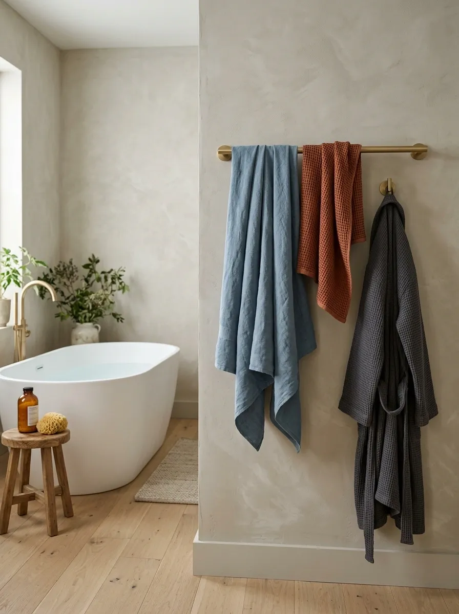 Create a Towel Composition Beside the Tub