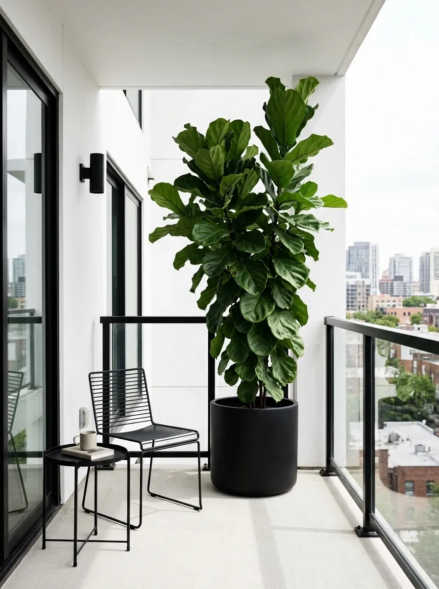 Crisp Black and White With One Giant Plant