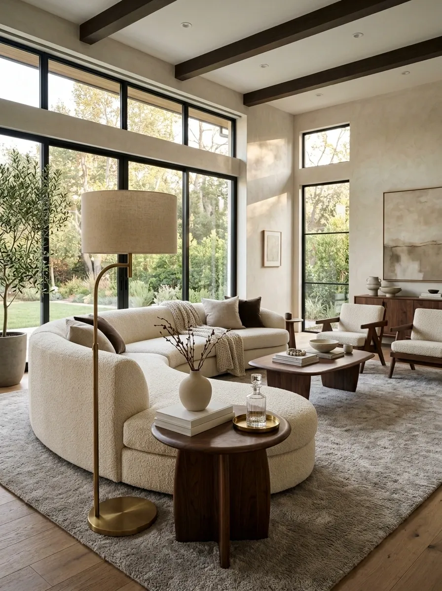 Curved Sofa Extension With Round Side Table