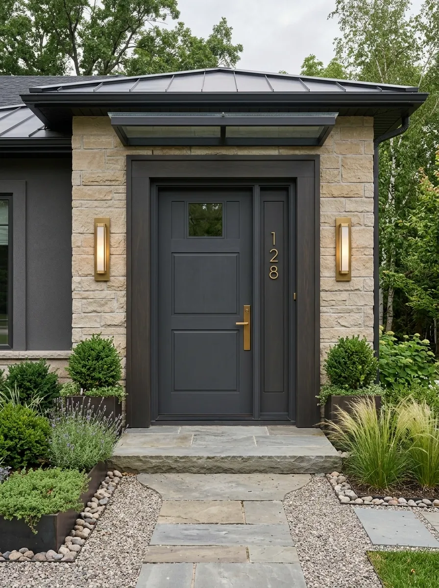 Custom-Looking Door With Built-In House Number Panel