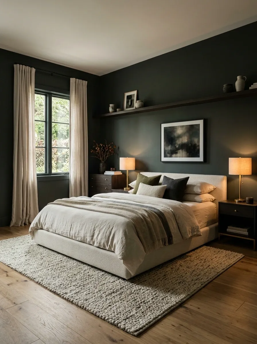 Dark Moody Bedroom With a Window Used as Contrast