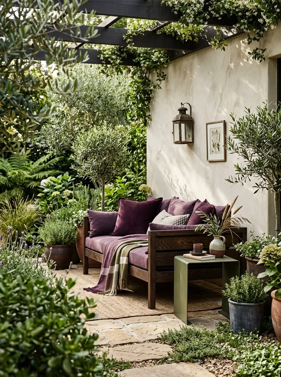 Deep Plum and Olive Garden Patio