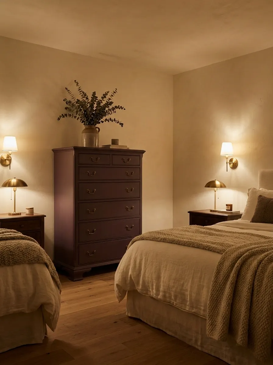 Deep Plum Furniture In A Romantic Bedroom