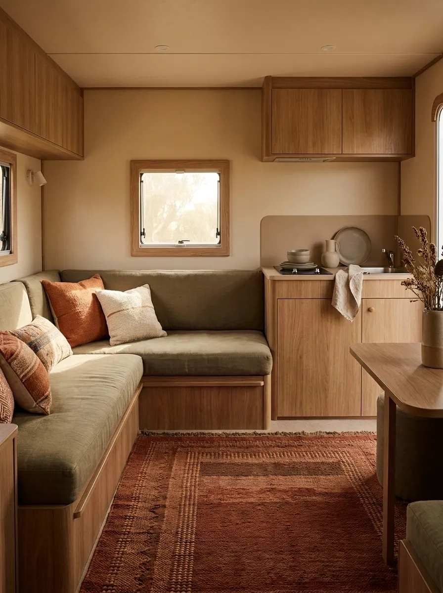 Earth-Tone RV With Terracotta and Olive
