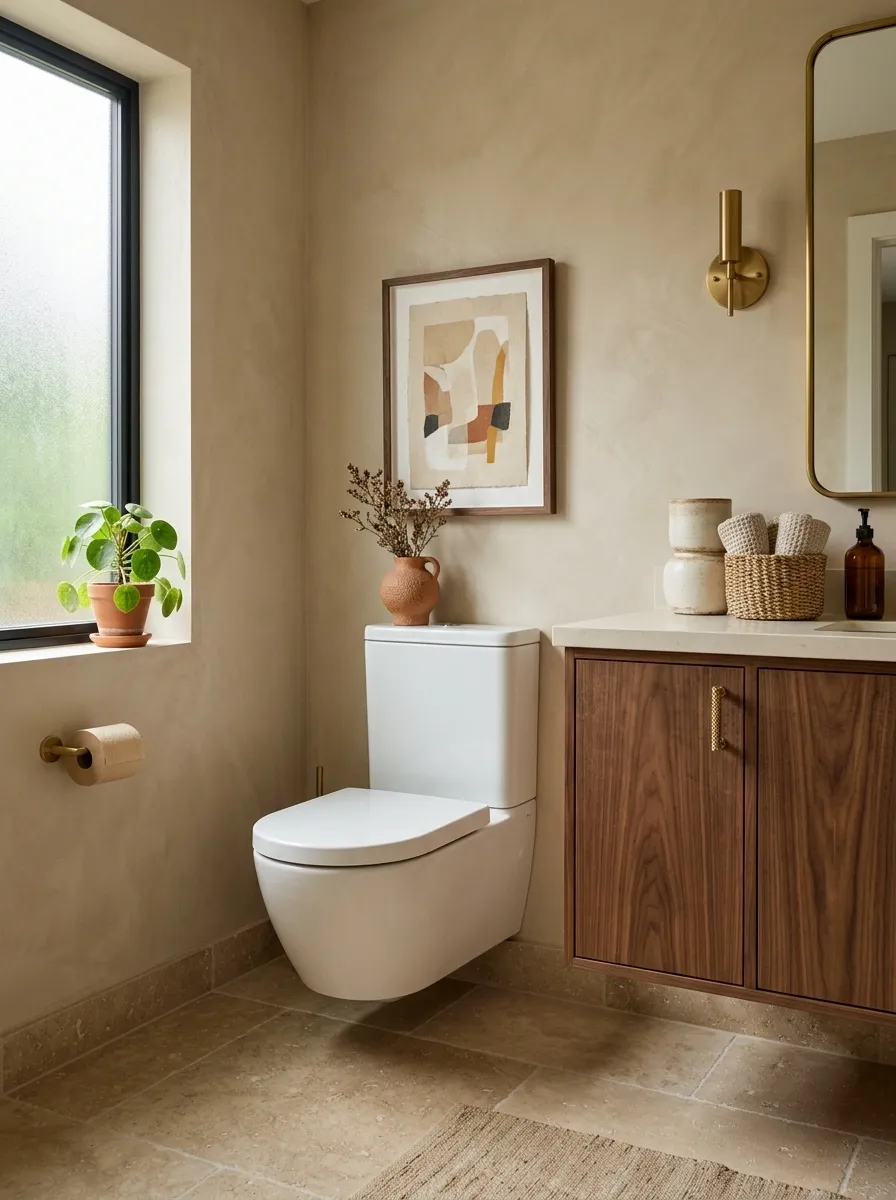 Earth-Toned Bathroom With Terracotta Accents