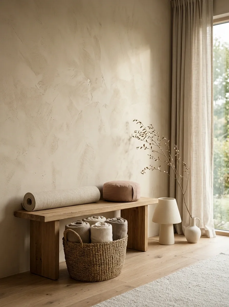 Earthy Corner With Textured Plaster
