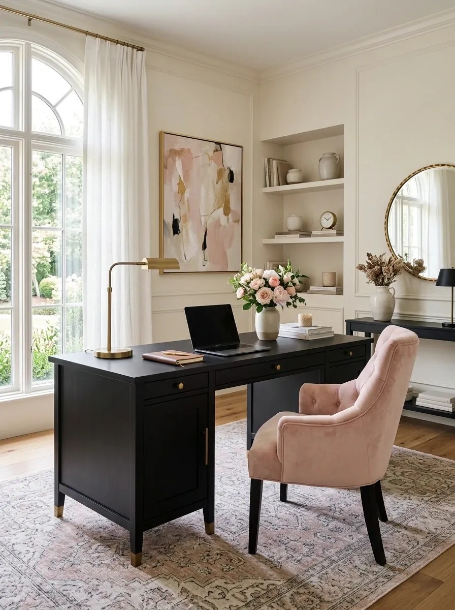Elegant Black and Blush Home Office