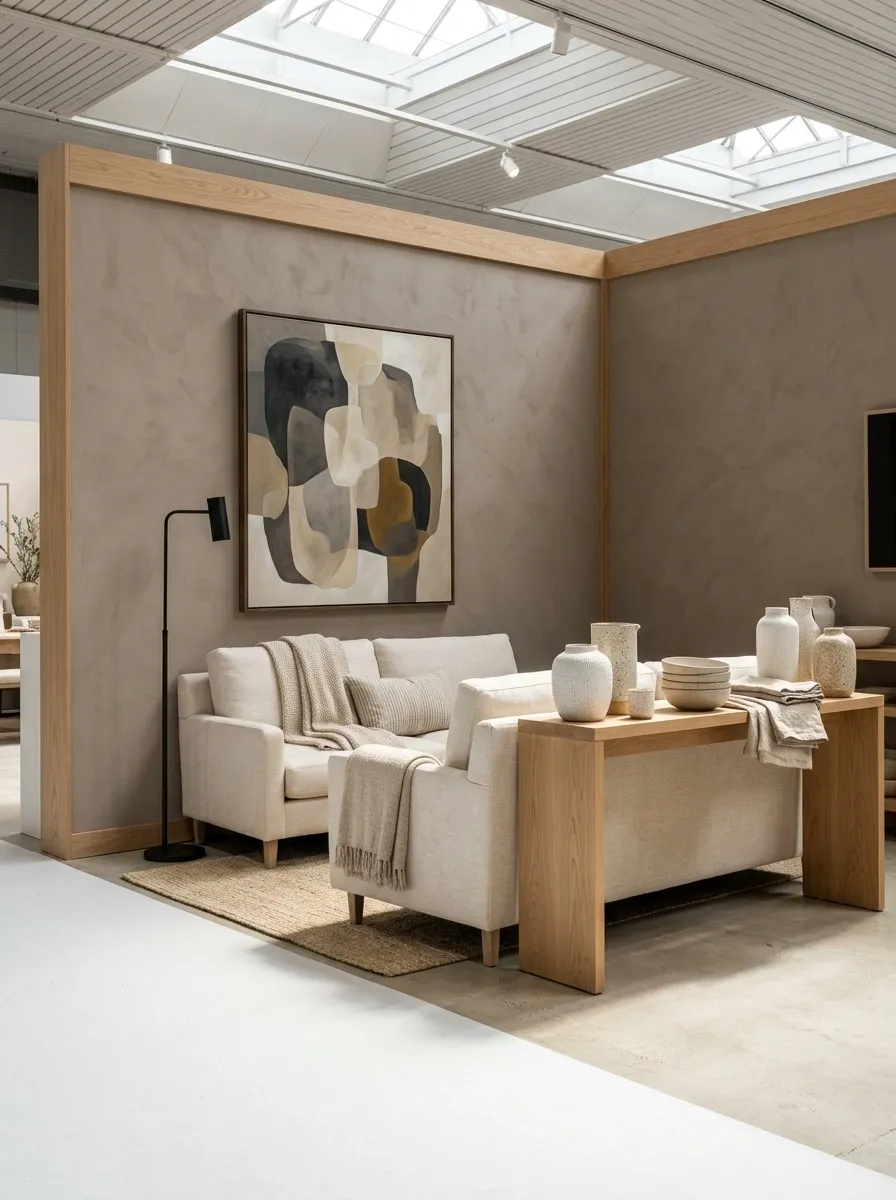 Elevated Home-Shop Booth With Sofa and Console