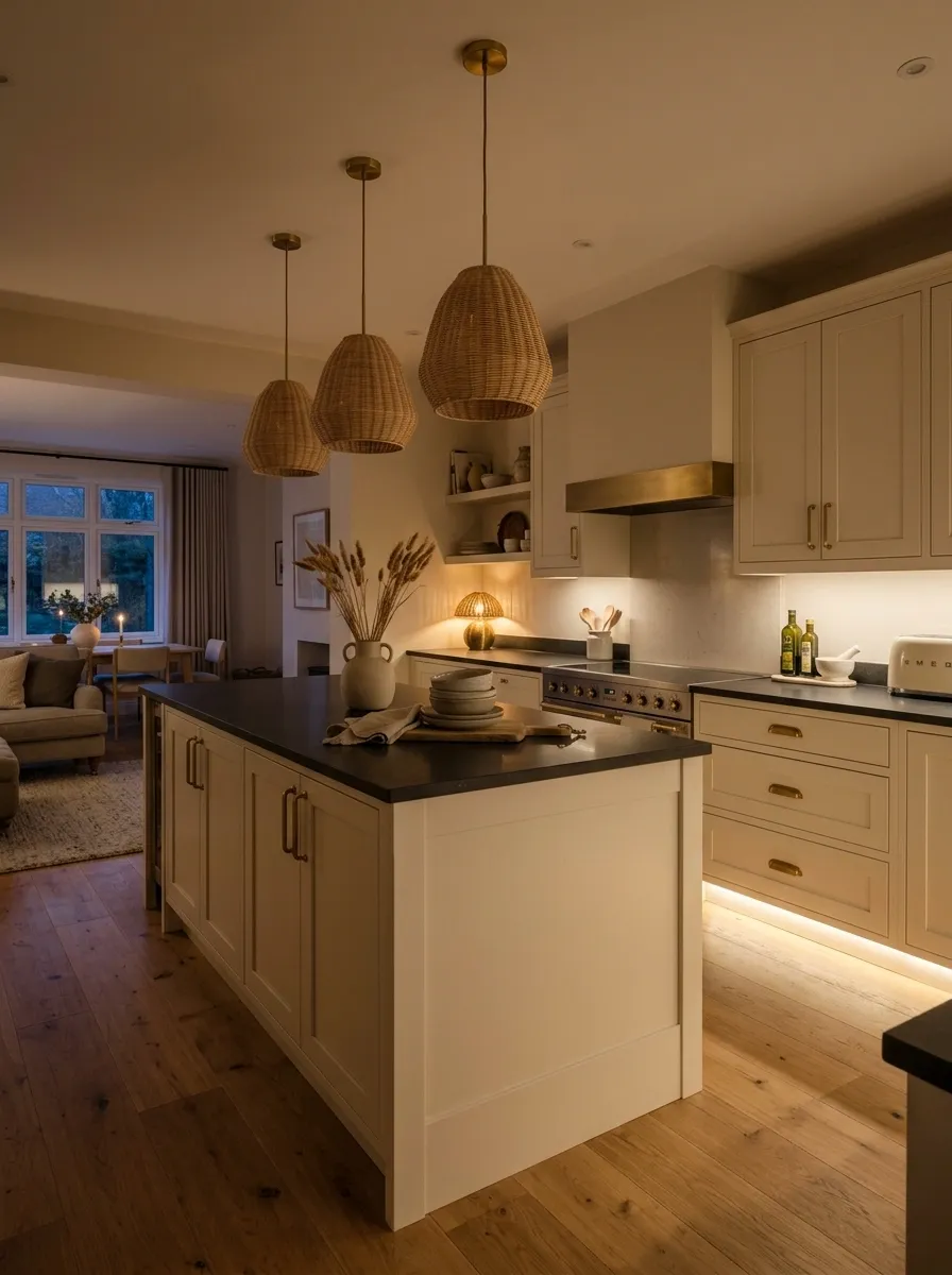 Evening Kitchen With Layered Ambient Lighting
