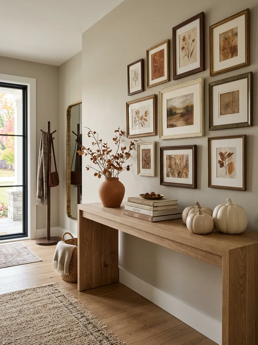 Fall Entry With a Gallery Wall and Low Layered Styling
