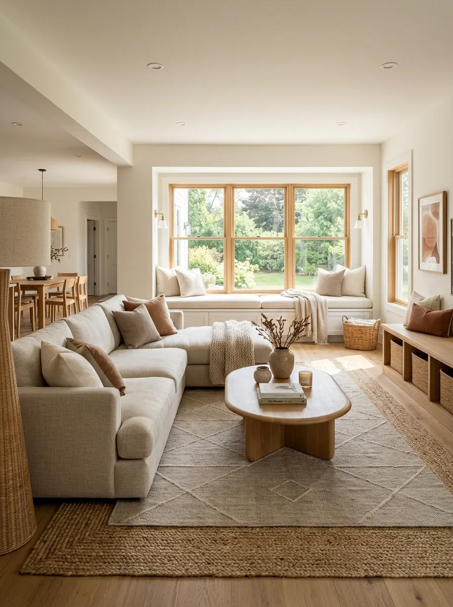 Family-Friendly Corner Sectional With Durable-Looking Layered Neutrals