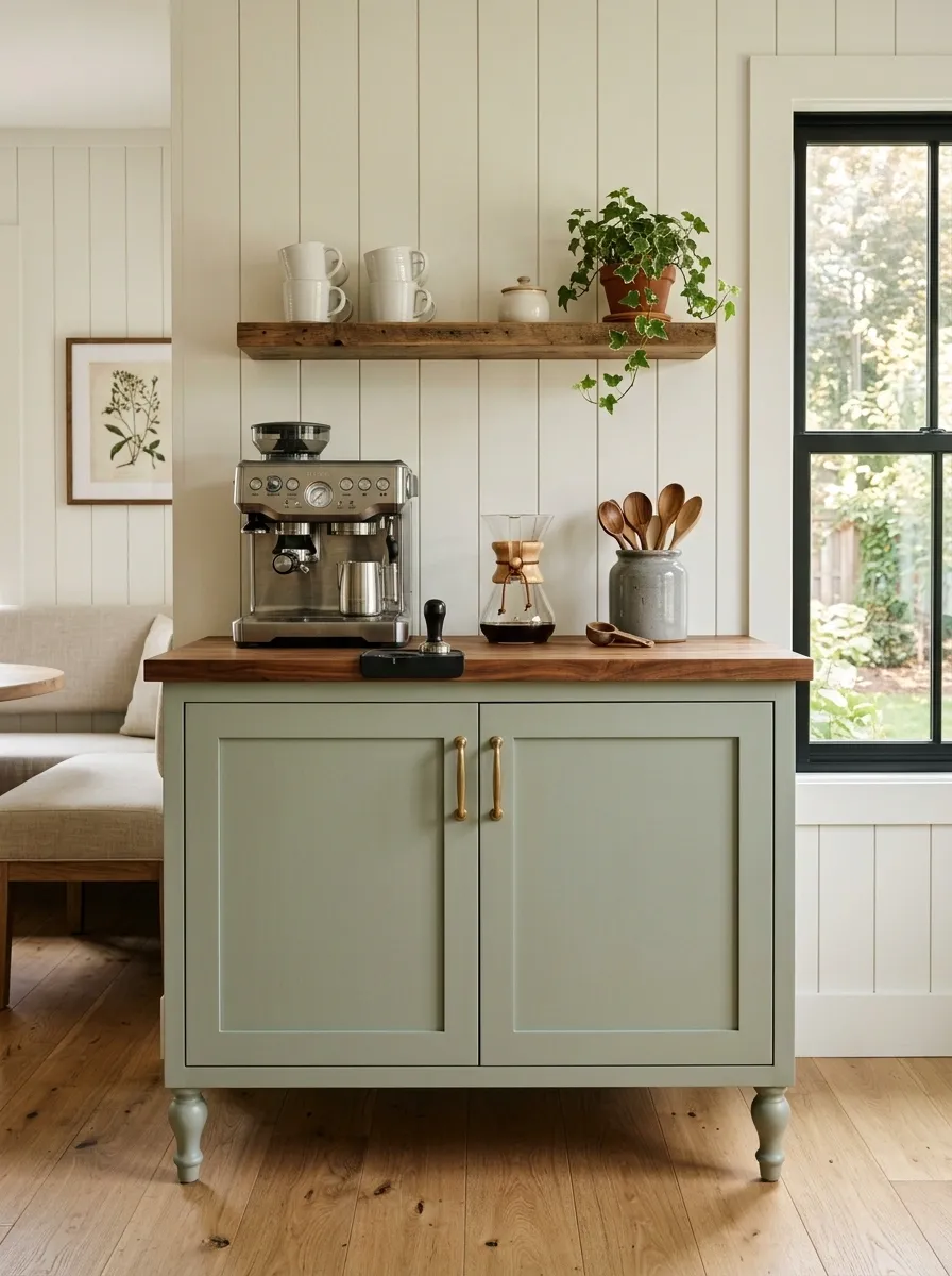 Farmhouse Coffee Bar With Furniture-Style Cabinet Legs