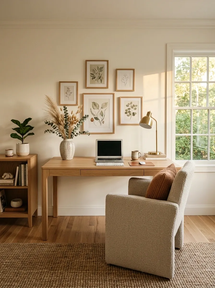 Feminine Office With Soft Terracotta Accents