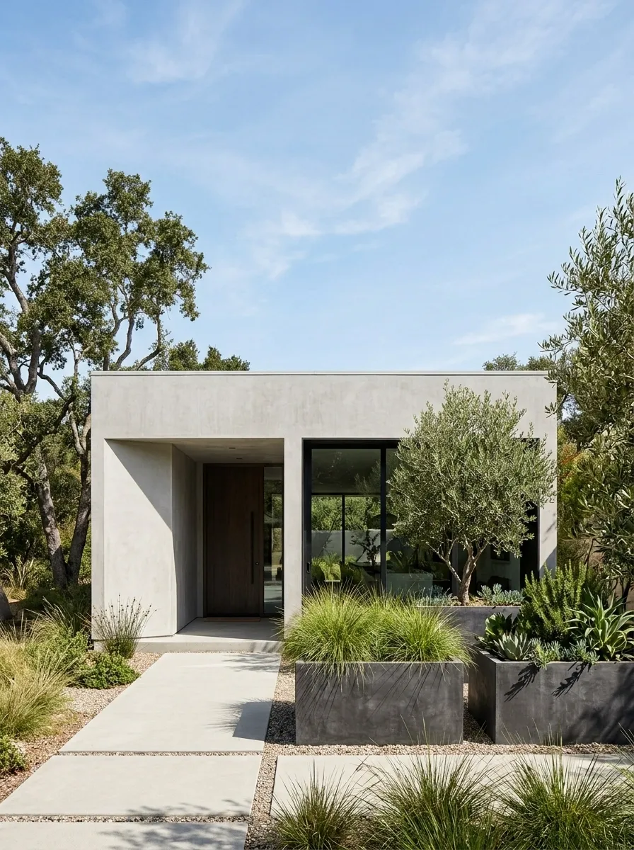 Flat-Roof Concrete House With Deep Window Reveals