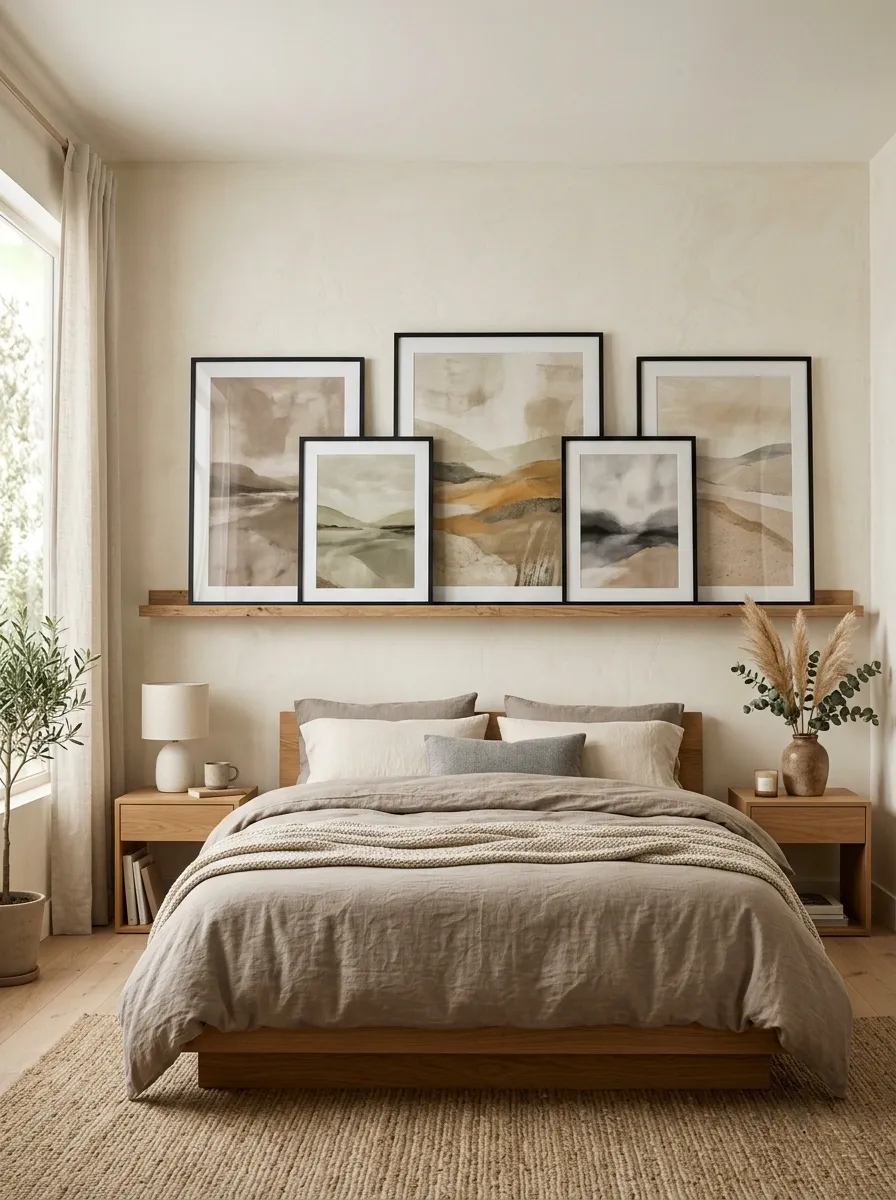 Floating Picture Ledge With Layered Oversized Art