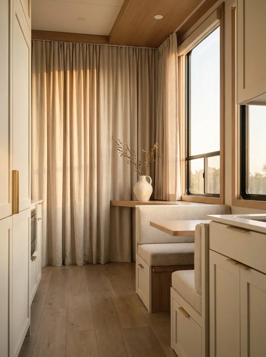 Floor-to-Ceiling Curtains in a Tall Class C RV
