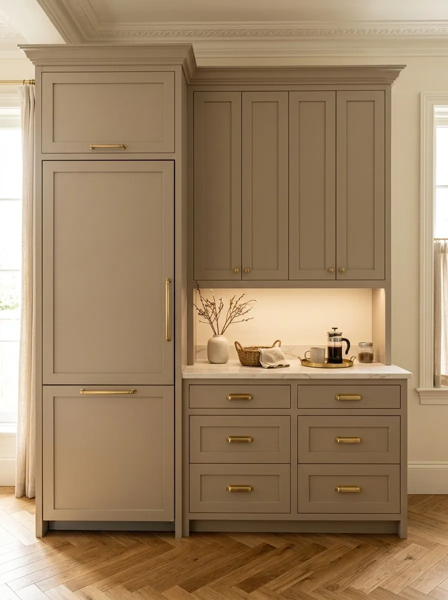 Floor-to-Ceiling Pantry Corner With Painted Cabinetry