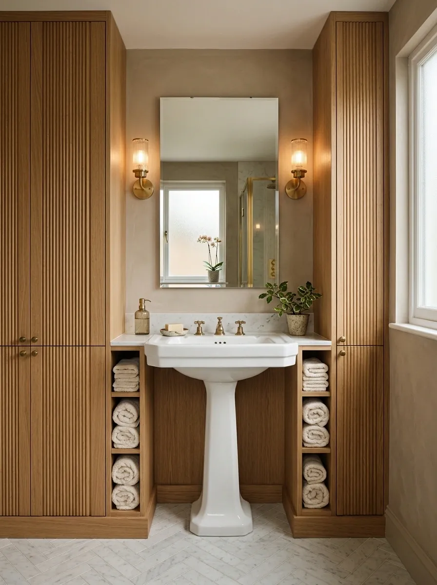 Fluted Cabinet With Open Towel Niches