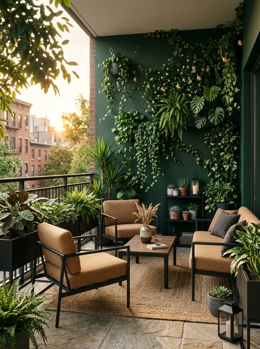 Forest Green and Tan Urban Patio