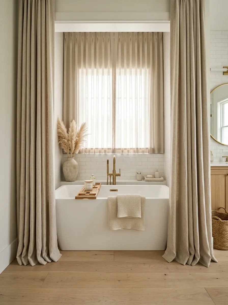 Frame an Alcove Tub With Full-Height Curtains