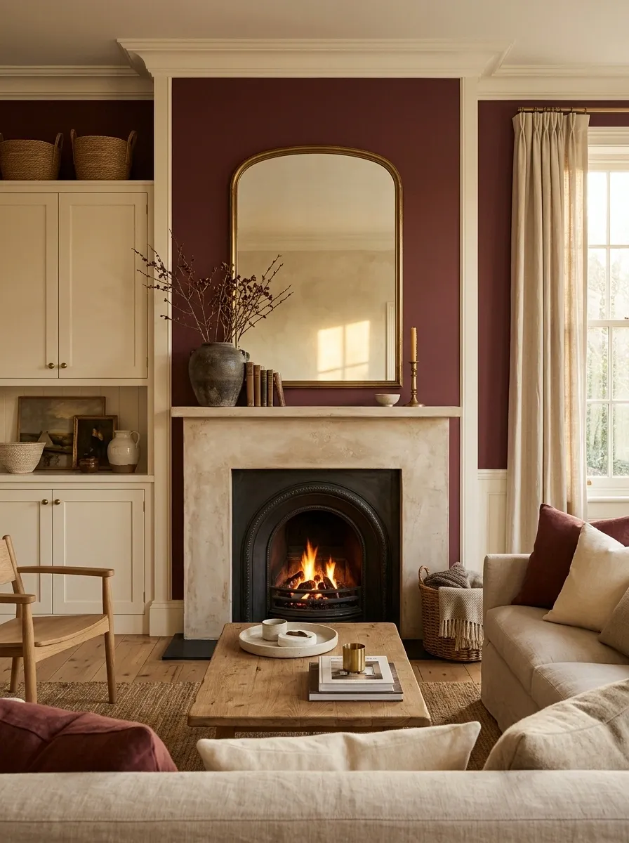 Frame the Fireplace in Burgundy