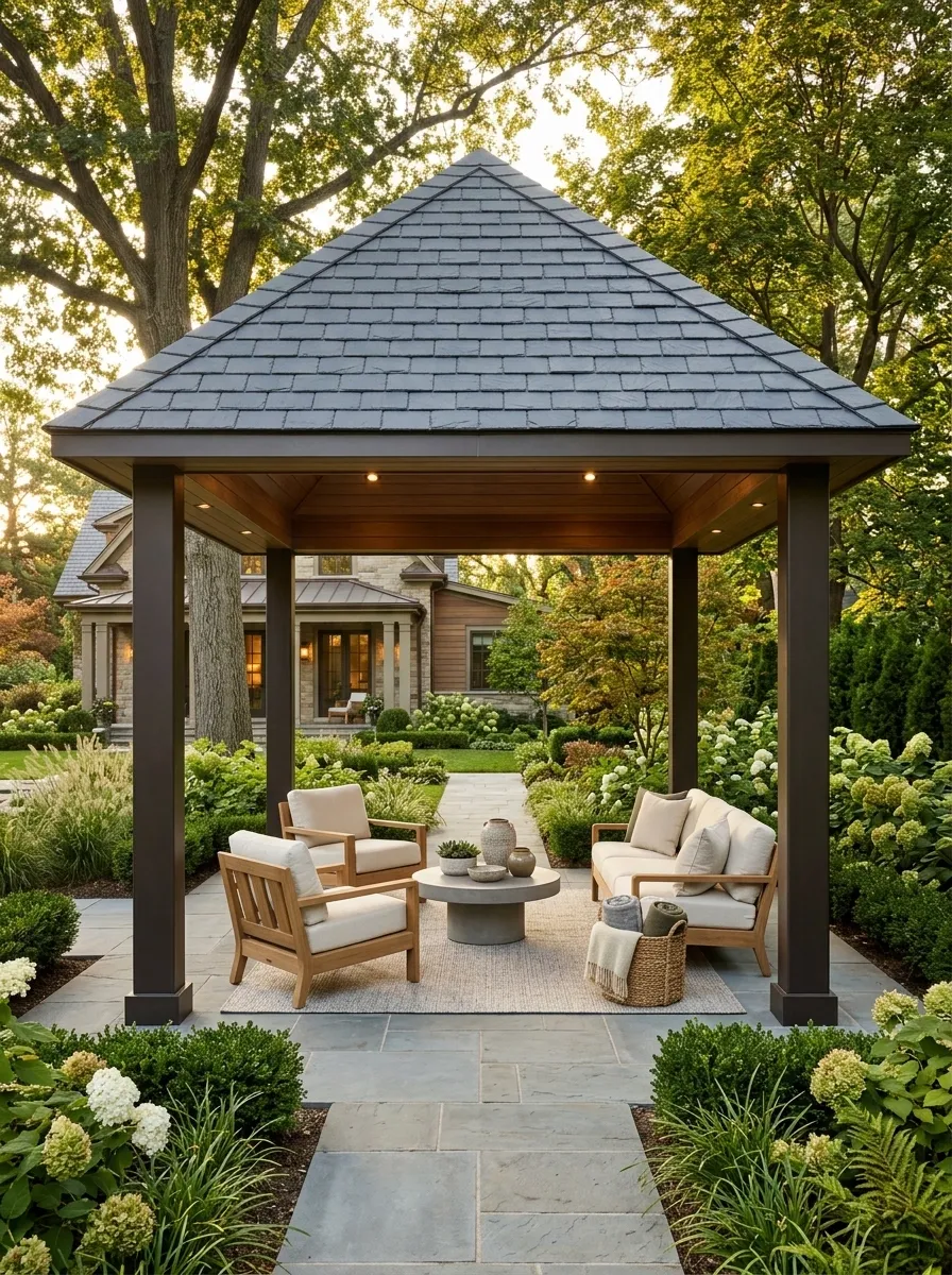 Freestanding Porch With a Pyramidal Roof