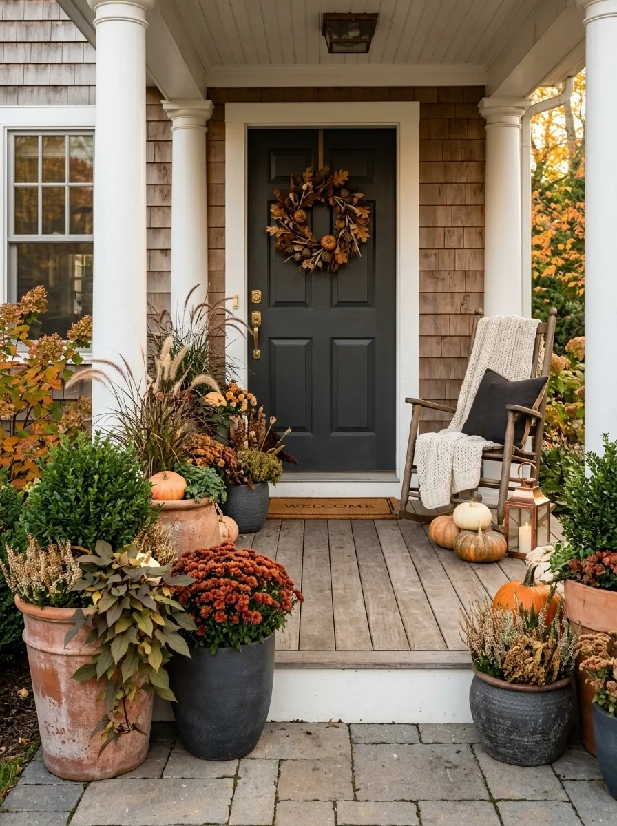 Front Porch Garden With Layered Containers