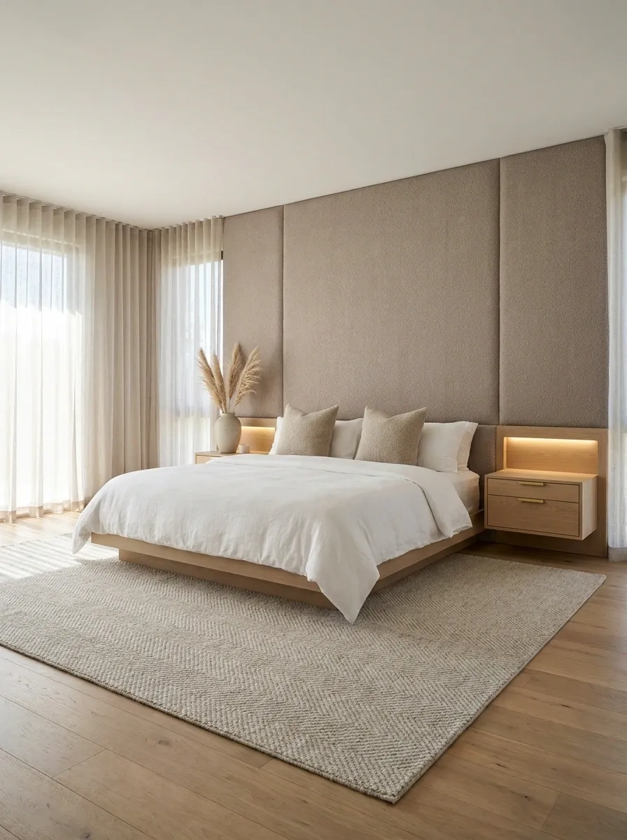Full Upholstered Wall With Warm Integrated Lighting