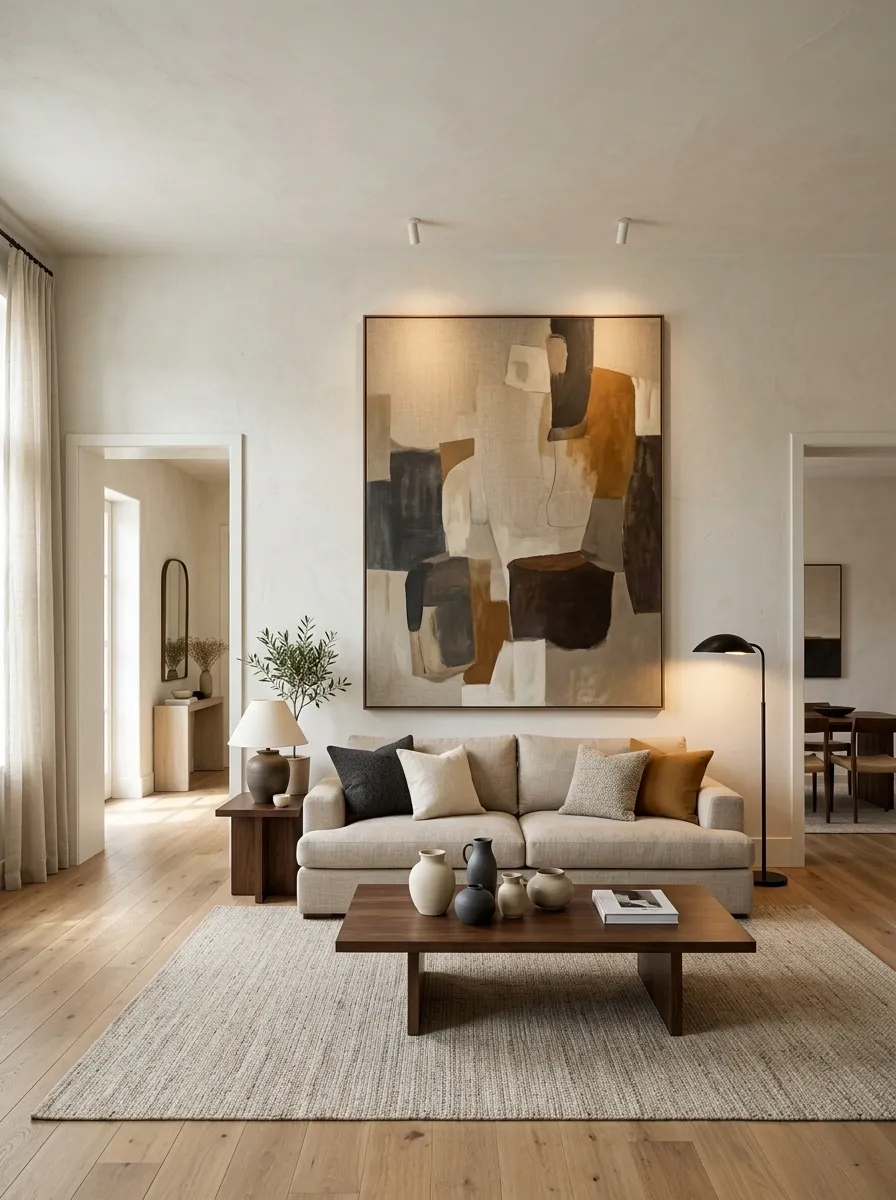 Gallery-Style Living Room With Art as the Main Anchor