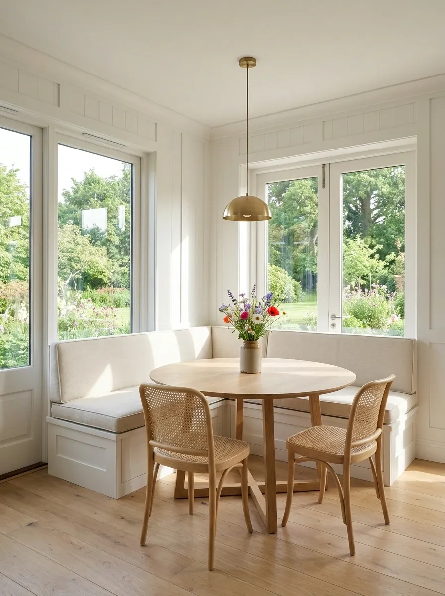 Garden Breakfast Room With Built-In Banquette