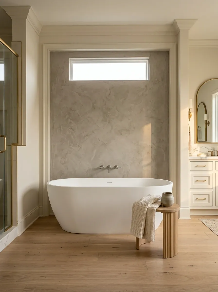Give a Freestanding Tub a Strong Wall Behind It