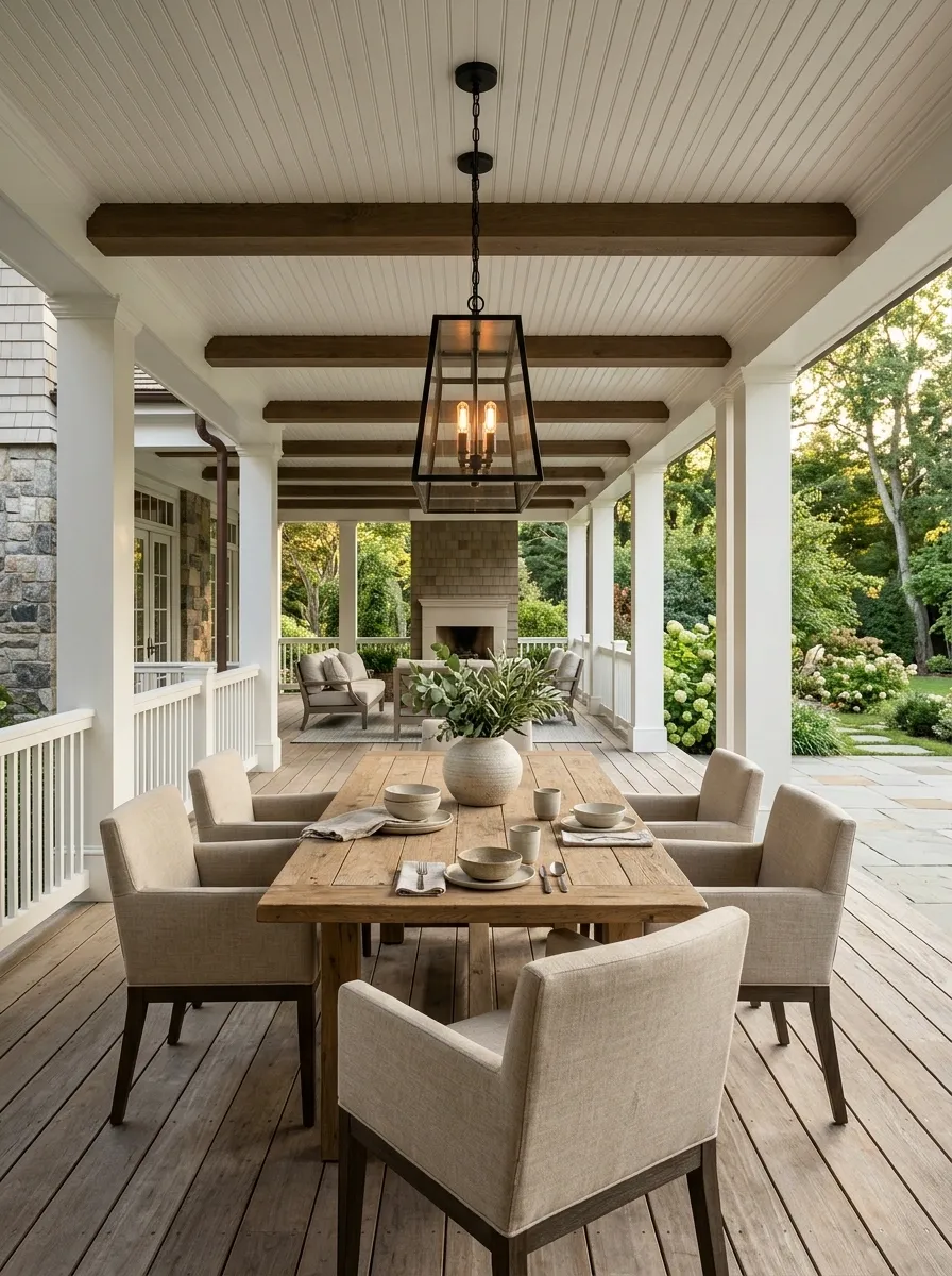 Give one end of the porch a proper dining setup