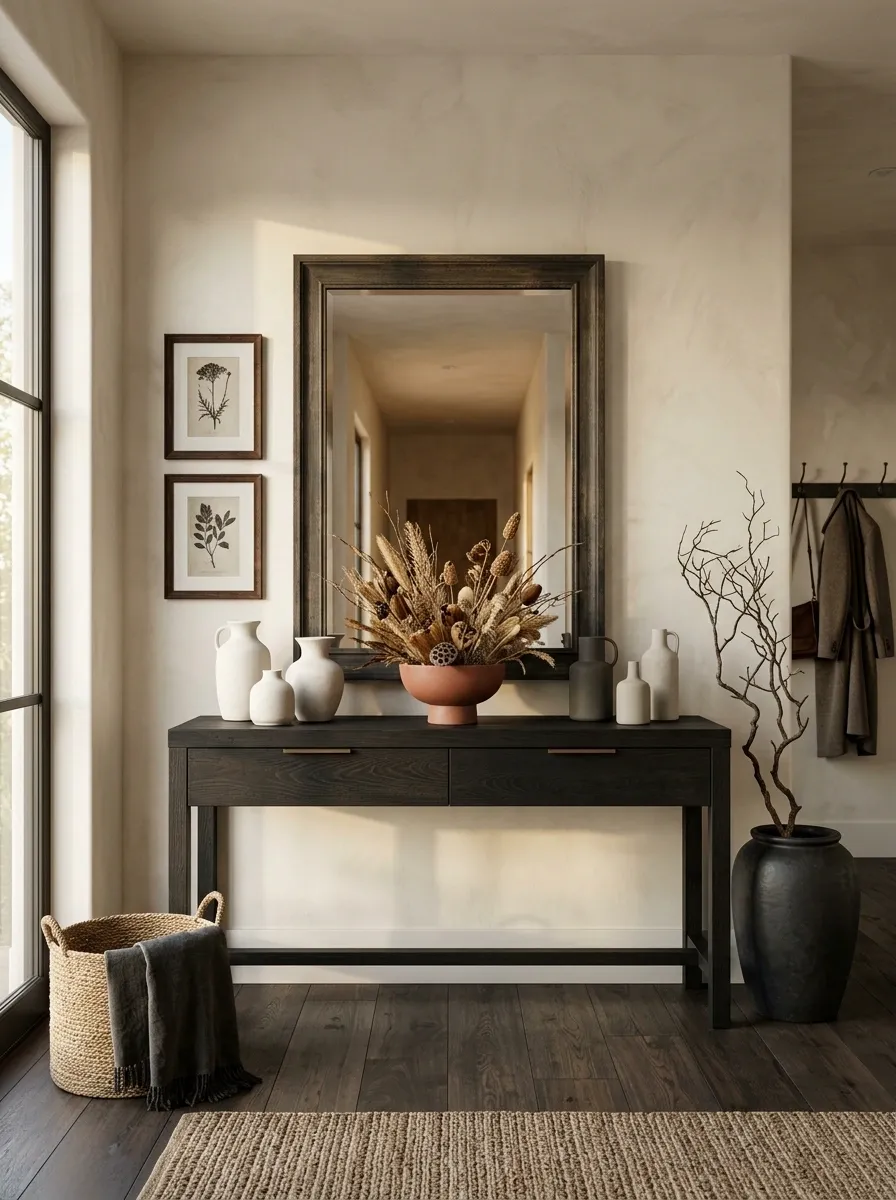Give the Console a Moody Wood-and-Ceramic Finish