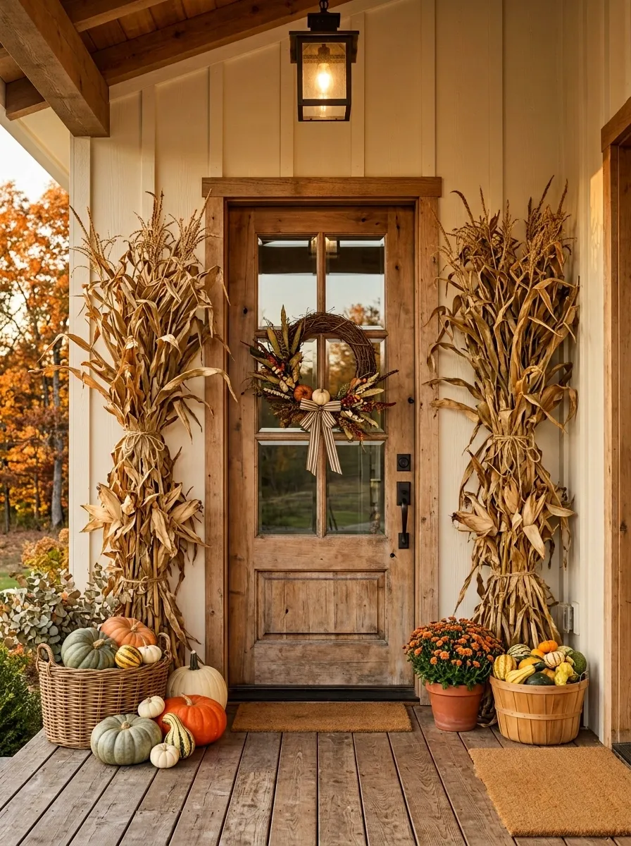Give the Door More Height With Corn Stalks