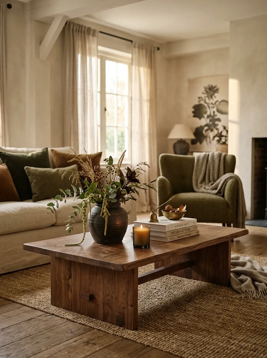 Green Fall Coffee Table With Mossy Tones