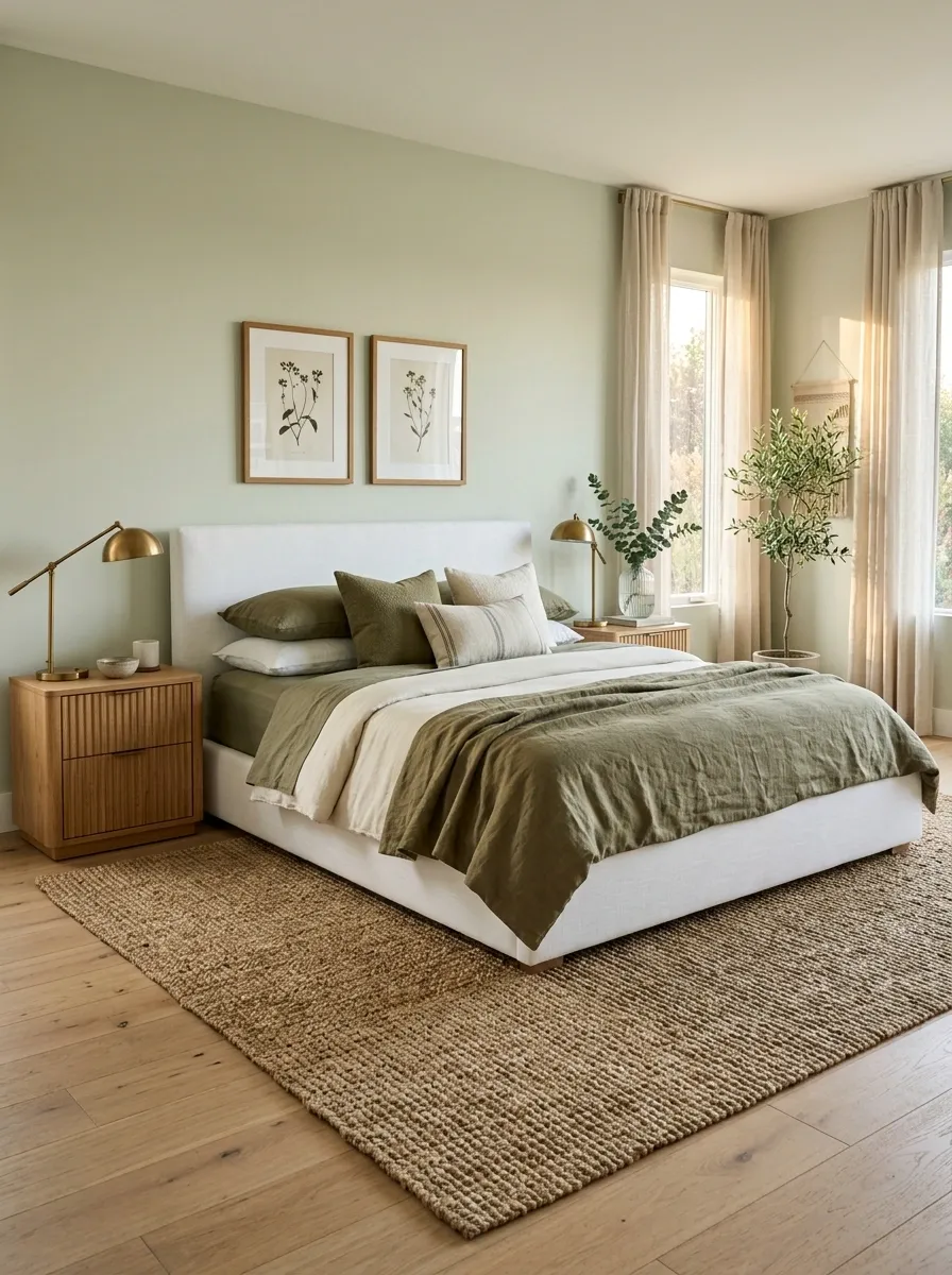 Ground Pale Sage With a Natural Jute Rug