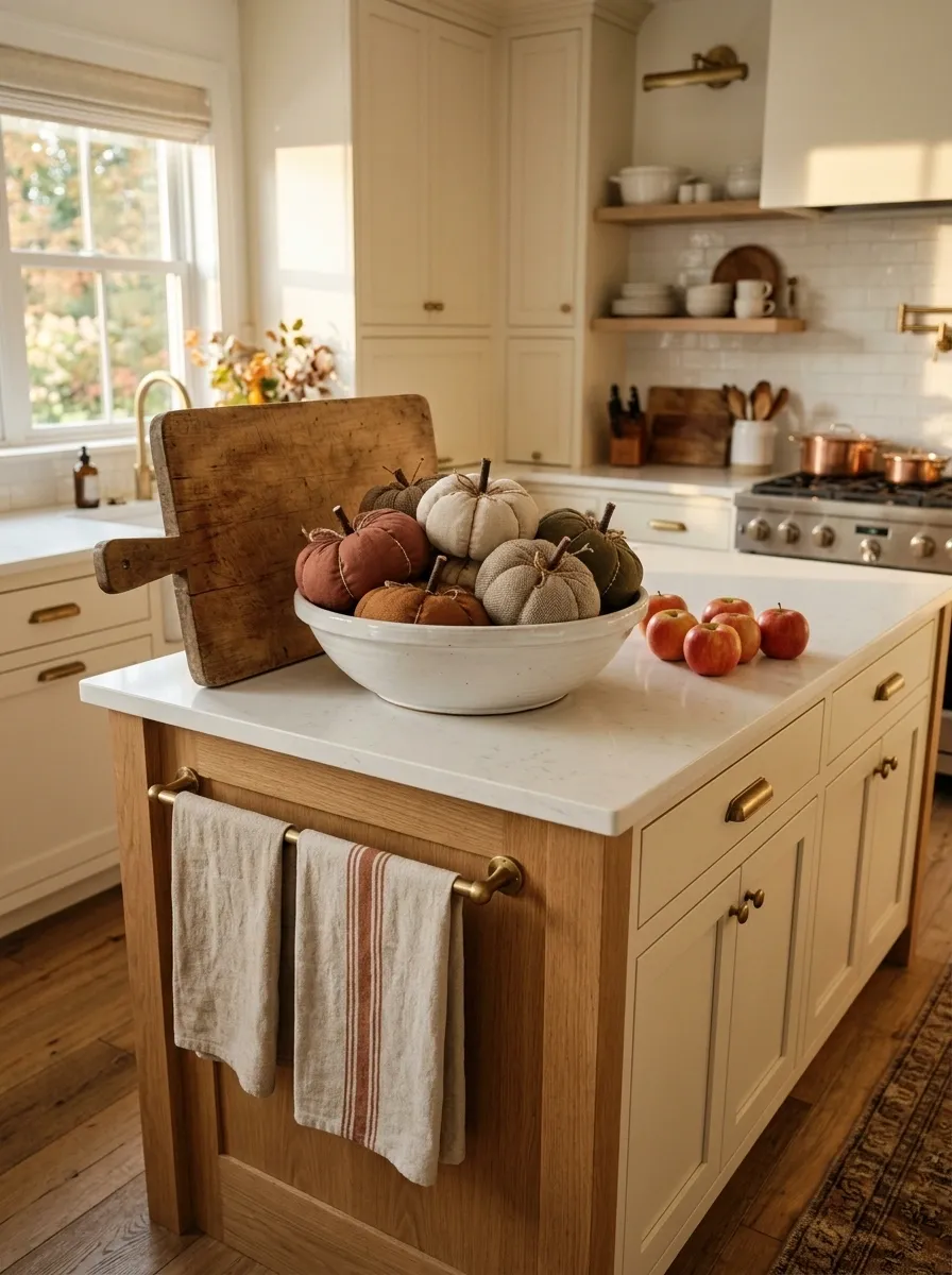Handmade Fabric Pumpkin Bowl for the Kitchen Island