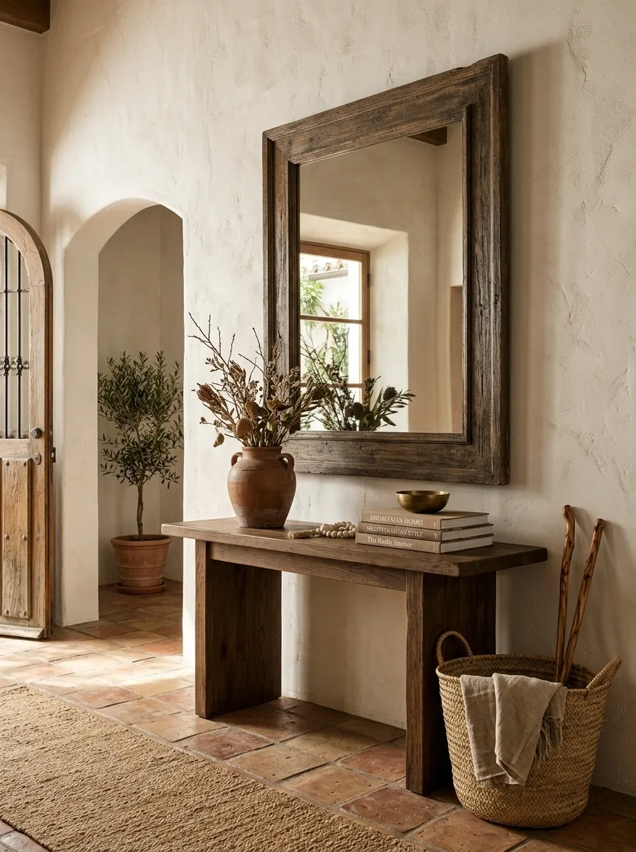 Hang a Large Rustic Mirror Where Light Can Work
