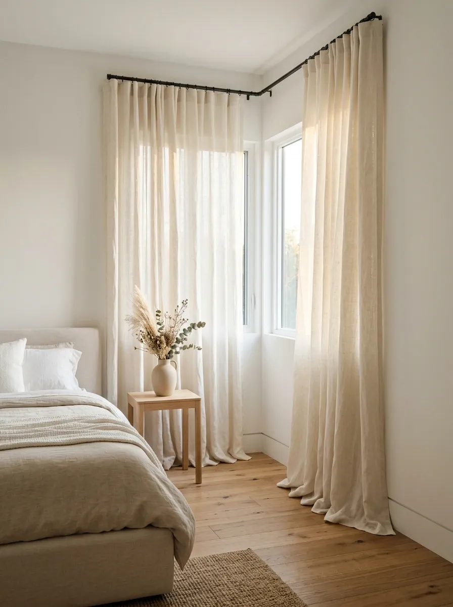 Hang Curtains to Give the Corner a Soft Backdrop