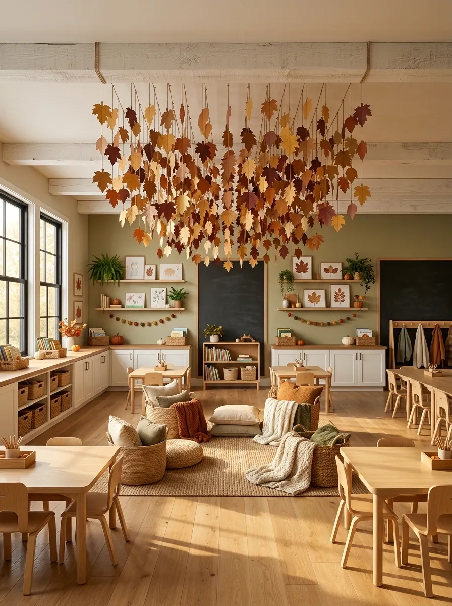 Hang Paper Leaves From the Ceiling Over High-Traffic Areas