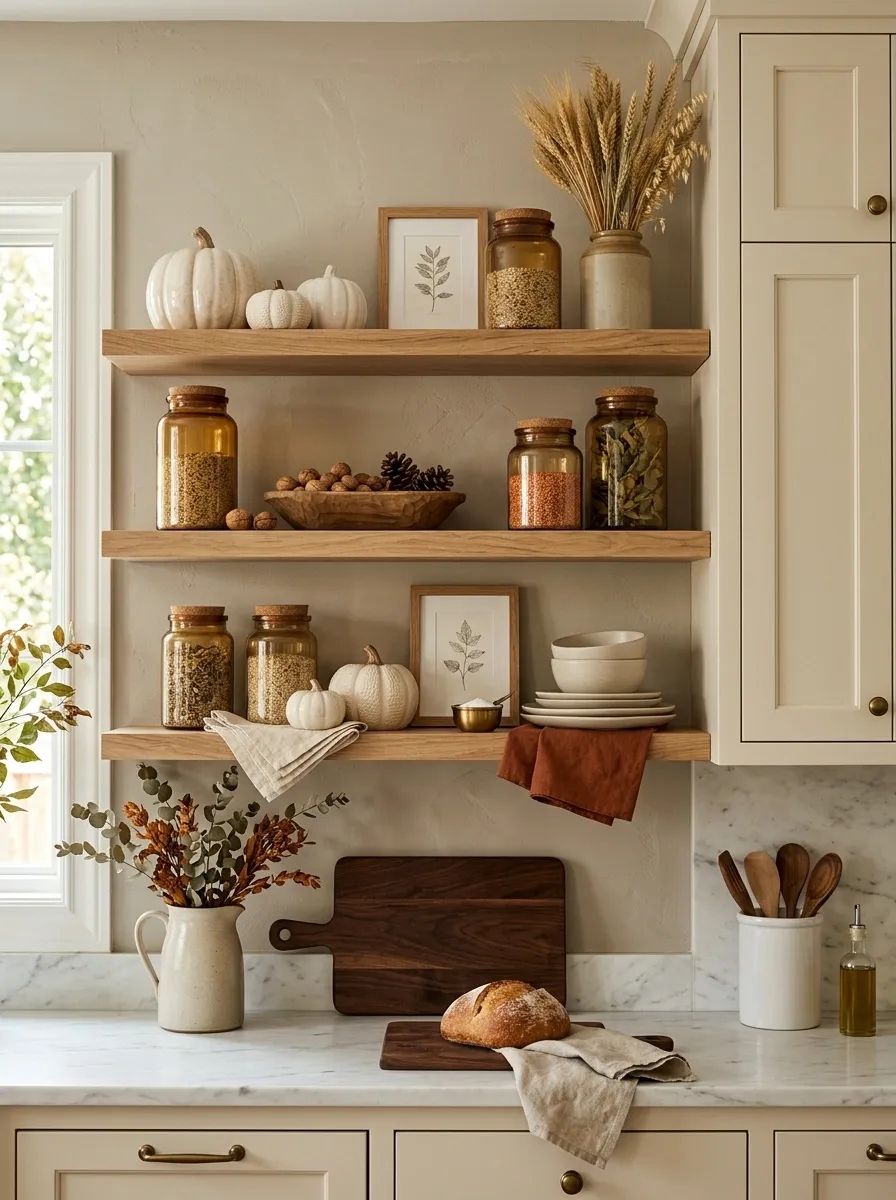 Harvest-Inspired Open Shelf Styling