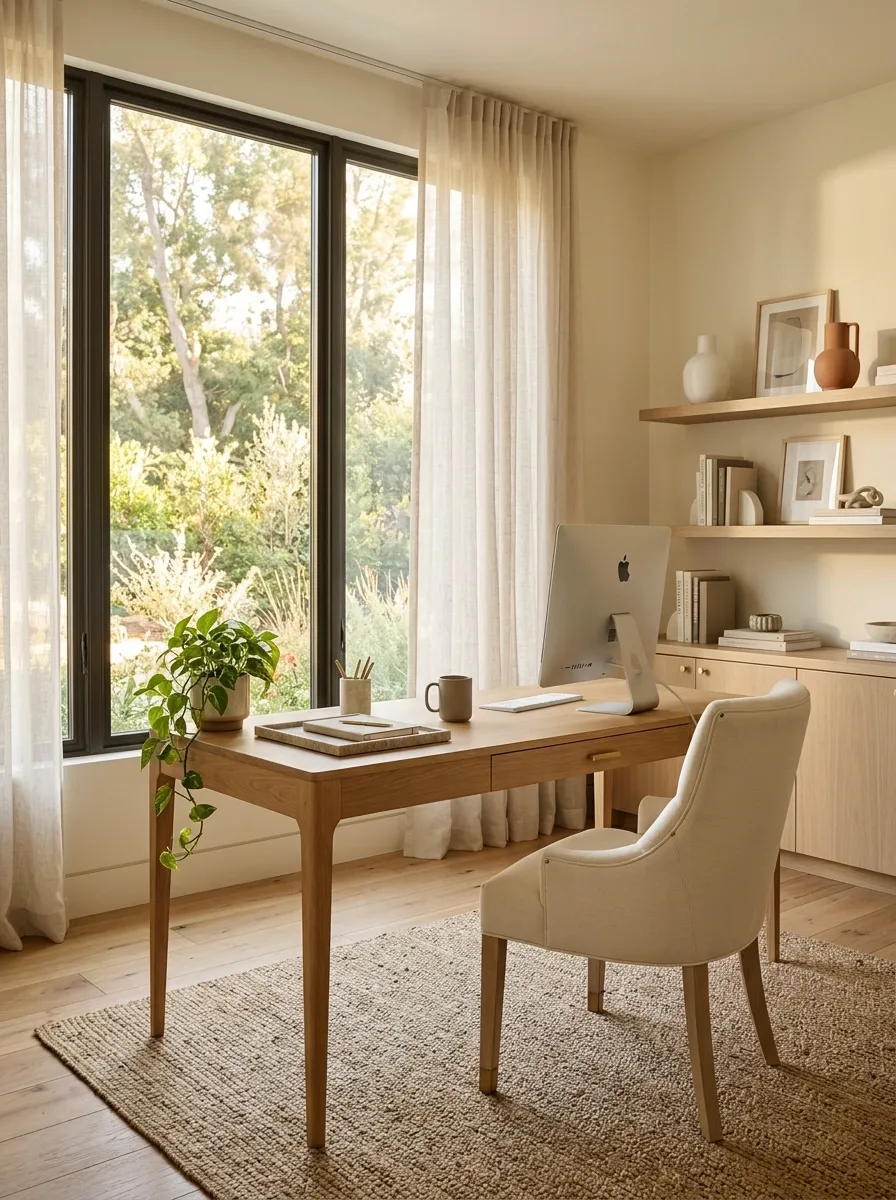Home Office With a Window-Facing Writing Desk
