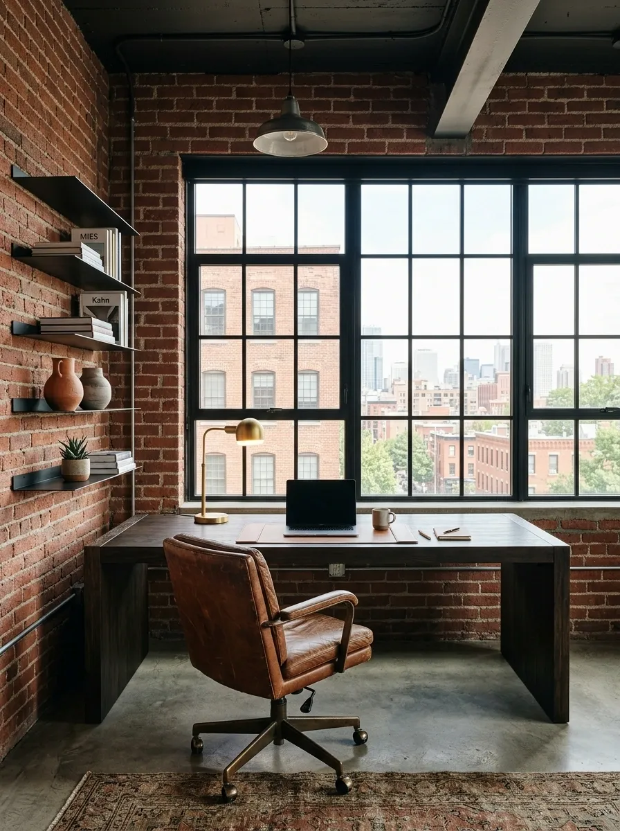 Industrial Loft Office With Steel-Framed Windows