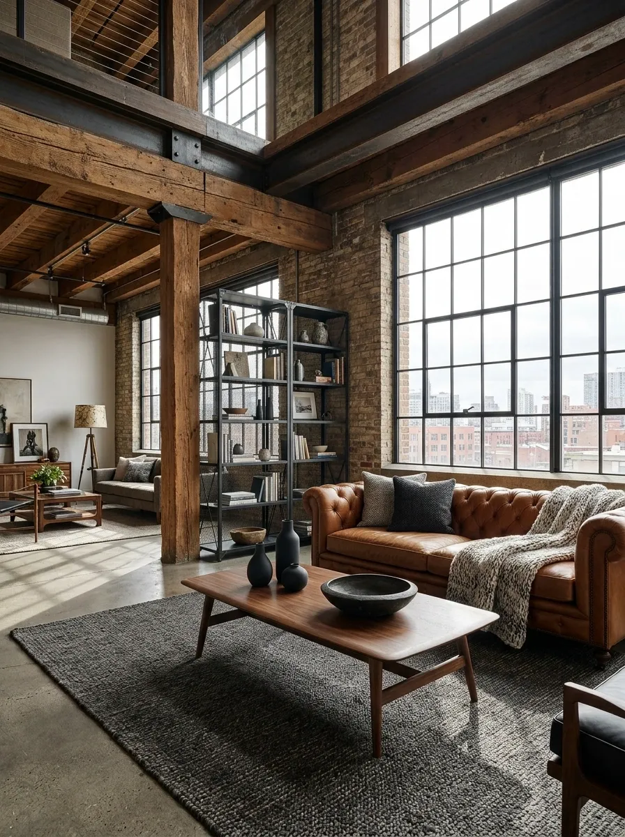 Industrial Loft With Reclaimed Timber and Smooth Walnut