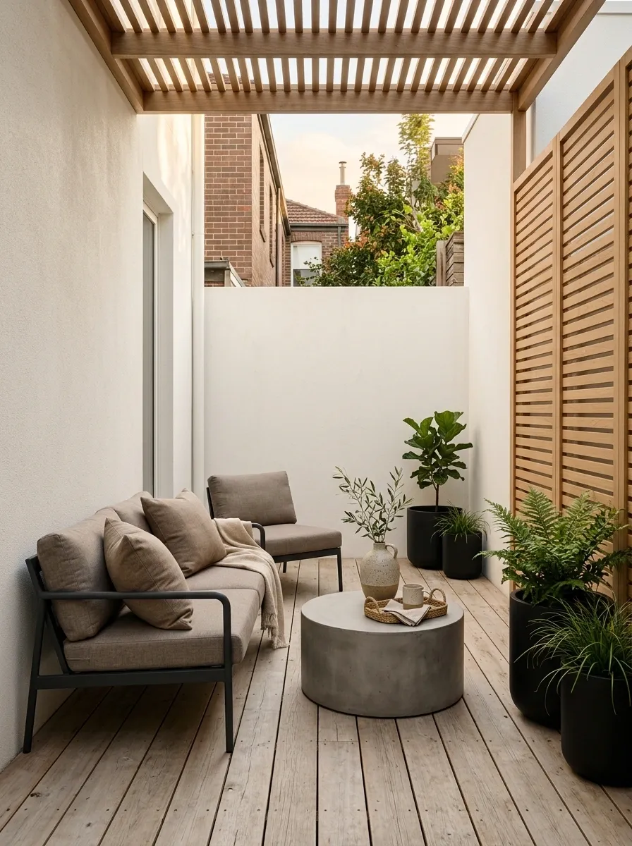 Ivory, Taupe, and Black Scandinavian Patio