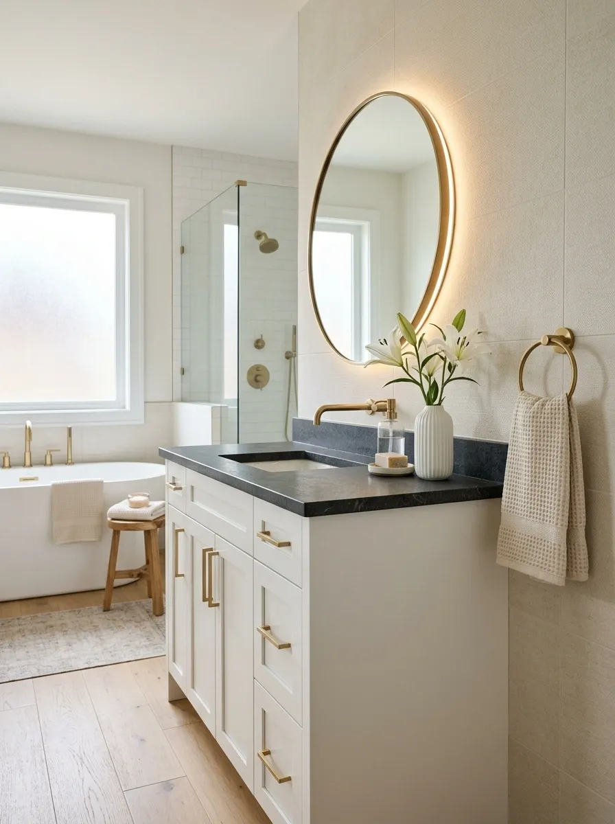 Keep a Small Lily Arrangement Beside the Bathroom Mirror