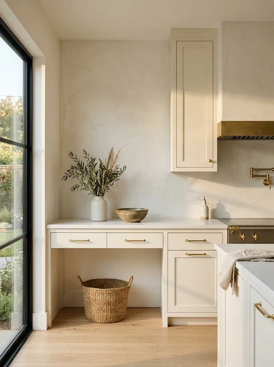 Keep the backsplash quiet so the materials can speak
