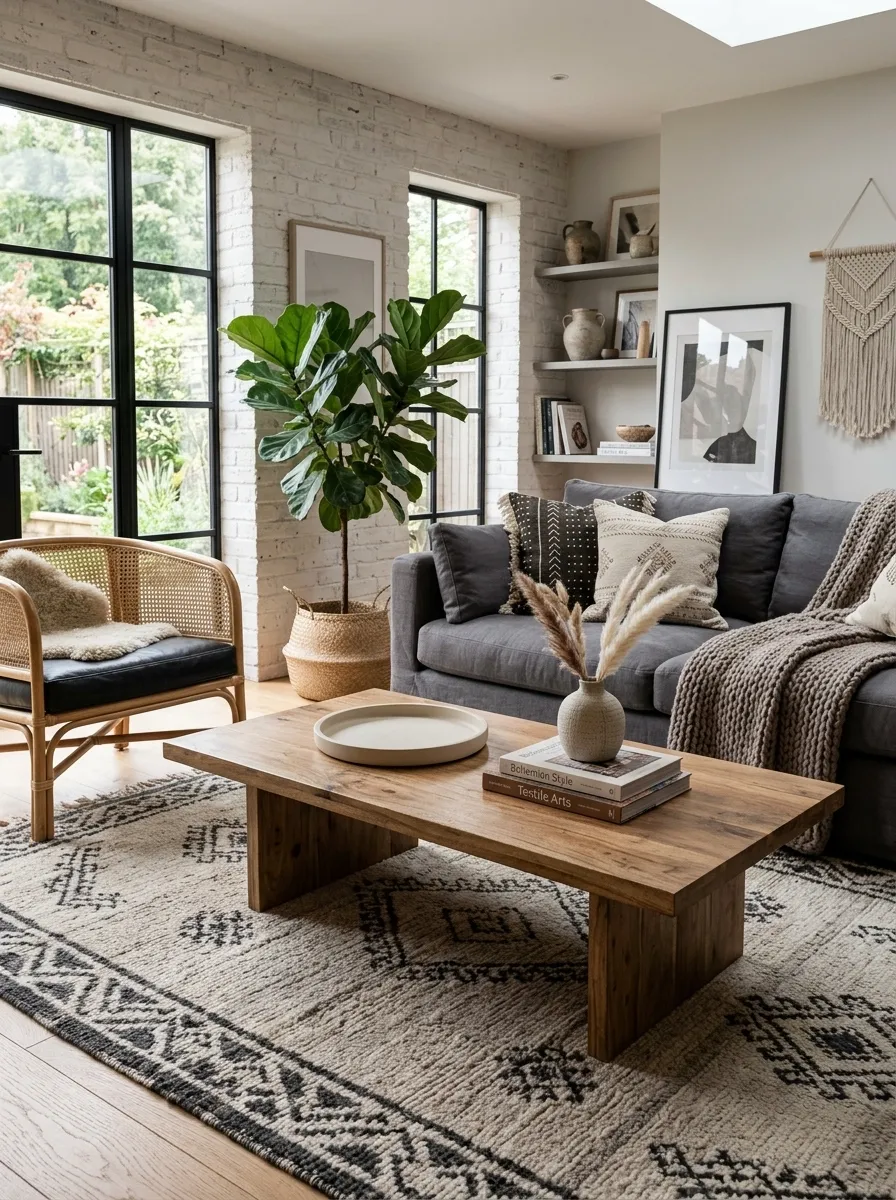 Keep the Coffee Table Decor Low and Asymmetric